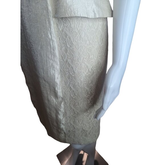 NWT London Times Champagne Peplum Sheath Dress Weddings Cocktail Parties sz 4 - Picture 8 of 12